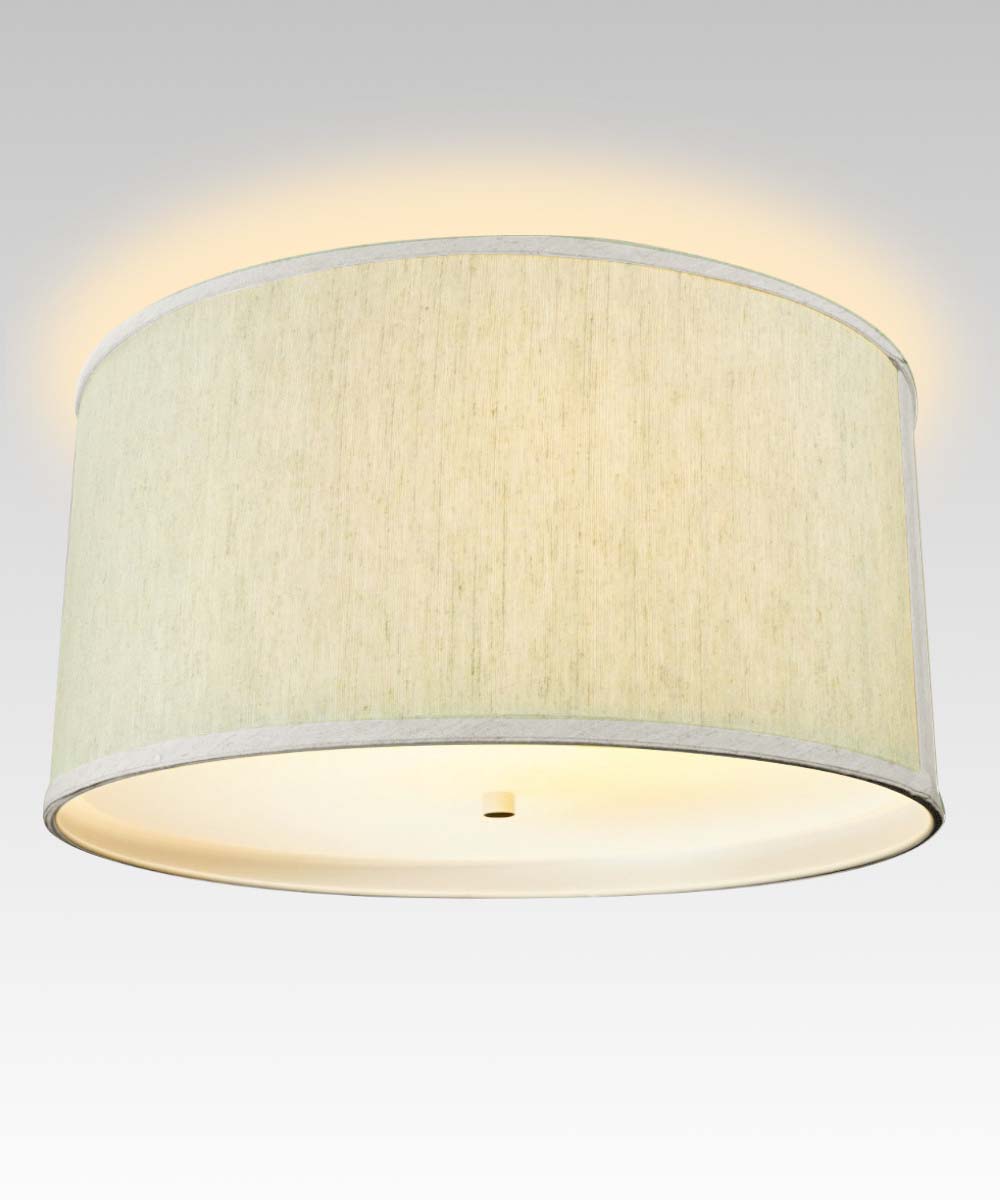 14"W Moderne Flush Mount Conversion Kit Textured Oatmeal Hardback Drum Lampshade