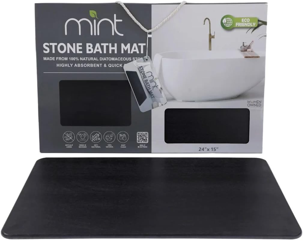 4 Colors! - 24" x 15" Diatomaceous Quick-Drying Stone Bath Mat