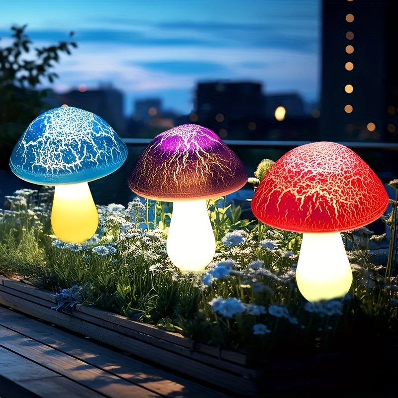 Solar Mushroom Garden Lights Outdoor, 6 LED Decorative Landscape Lights IP65 Waterproof