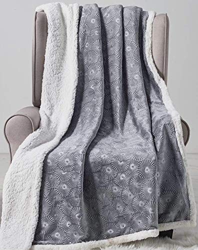 Decor&More Bon Iver Collection Extra Soft Bursting Fireworks Embossed Microplush Throw Blanket with Sherpa Backing (50" x 60")