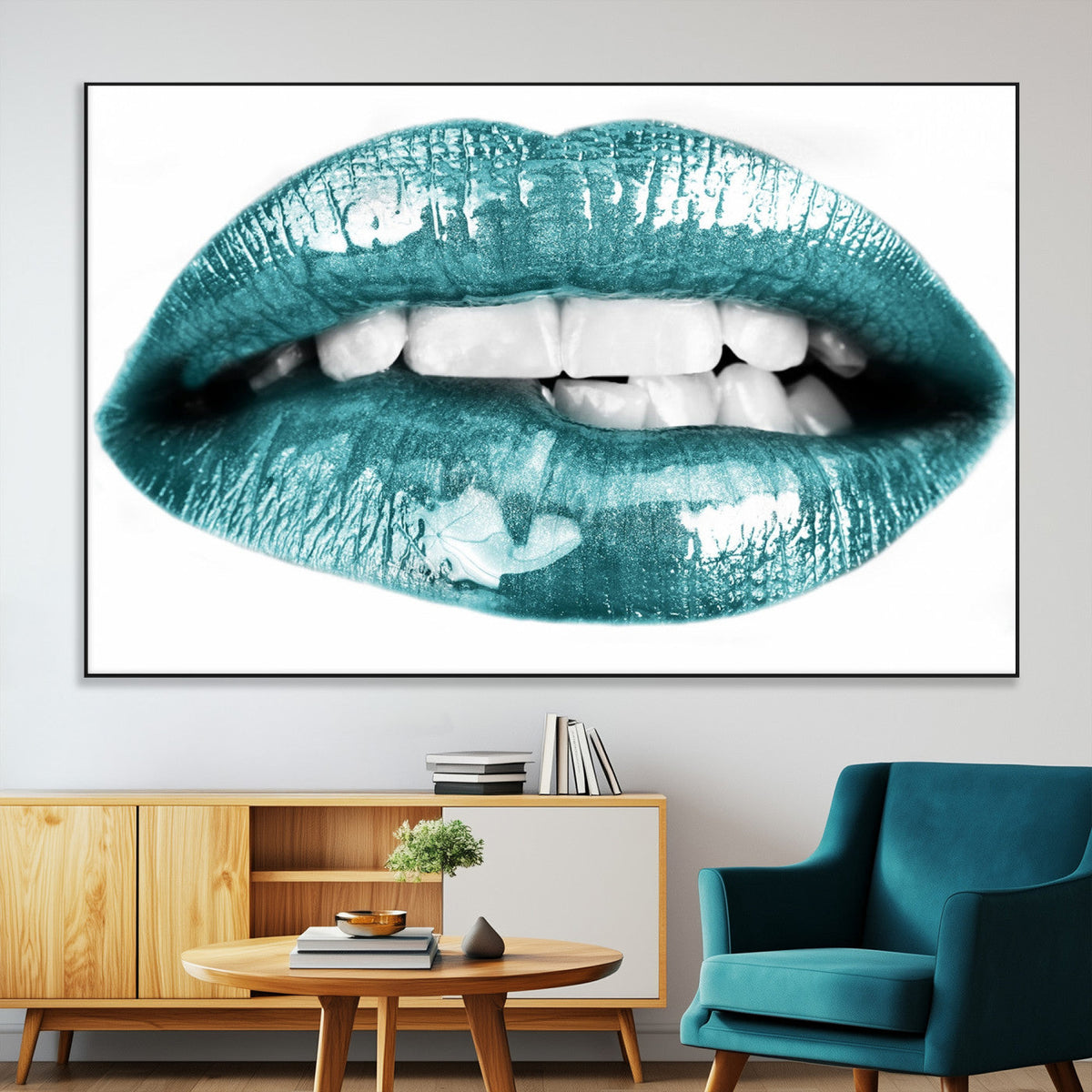Blue Lips Wall Art Canvas Print
