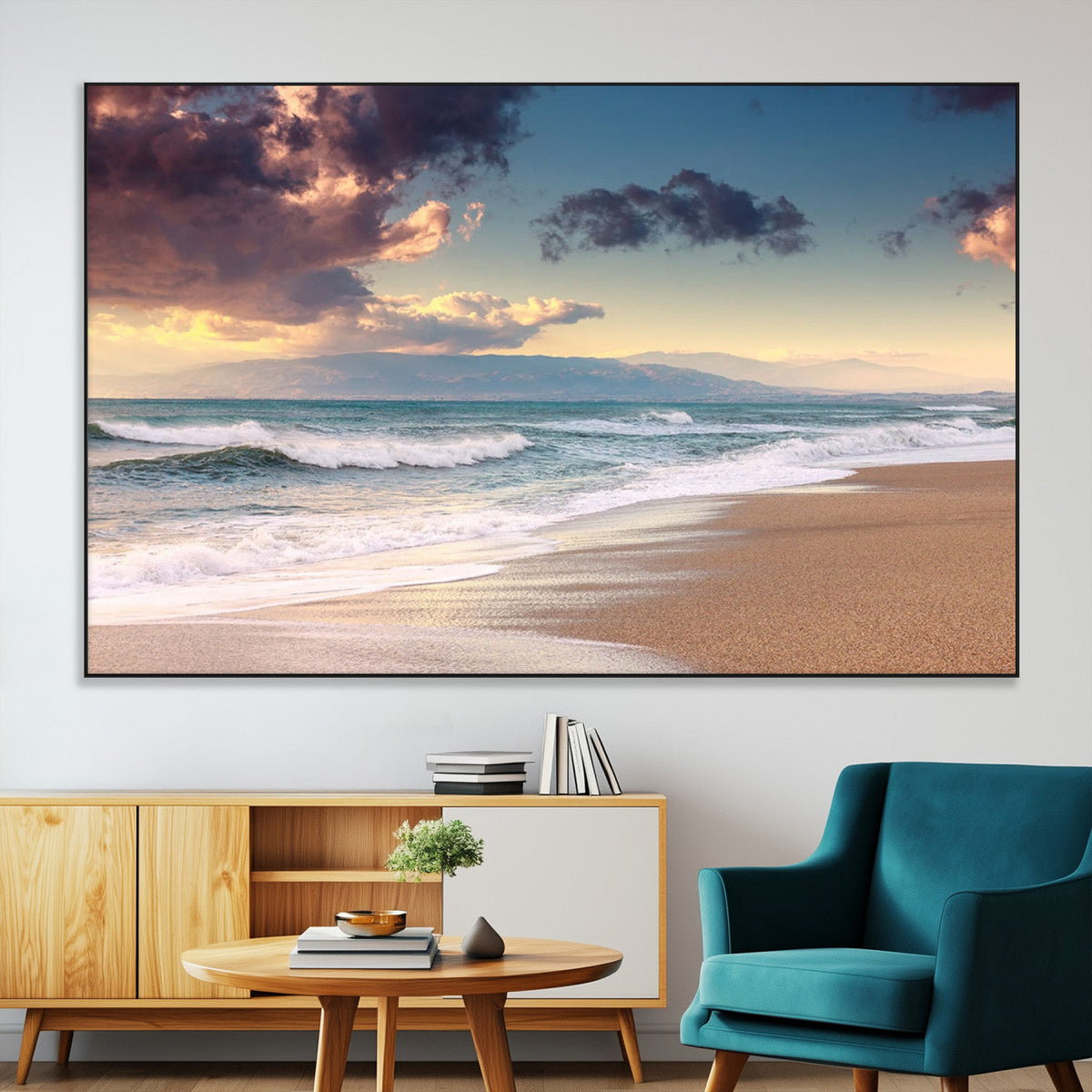 Cloudy Weather Beach Sunset Canvas Print | Sunrise Wall Art