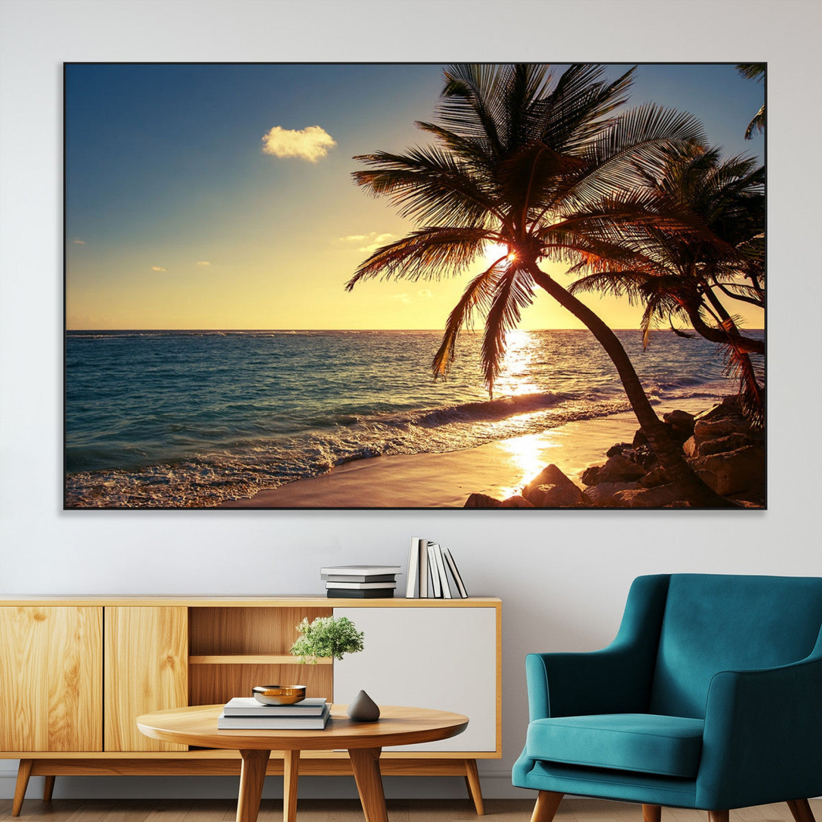 Sunset Palm Trees Wall Art Canvas Print
