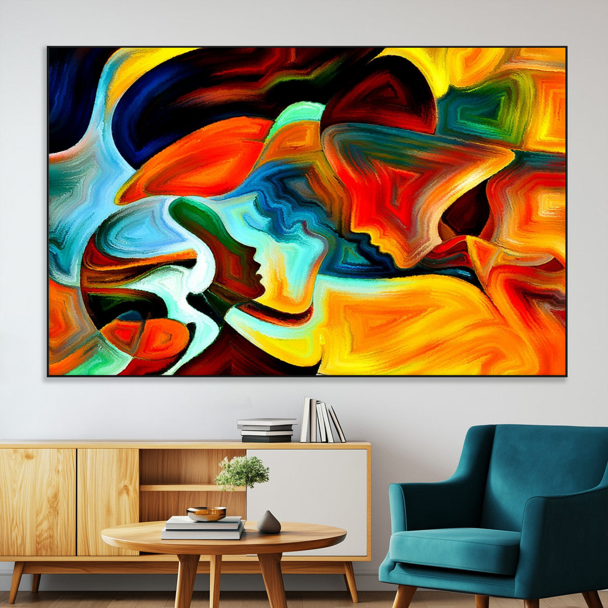 Human Love Figures Abstract Wall Art Canvas Print