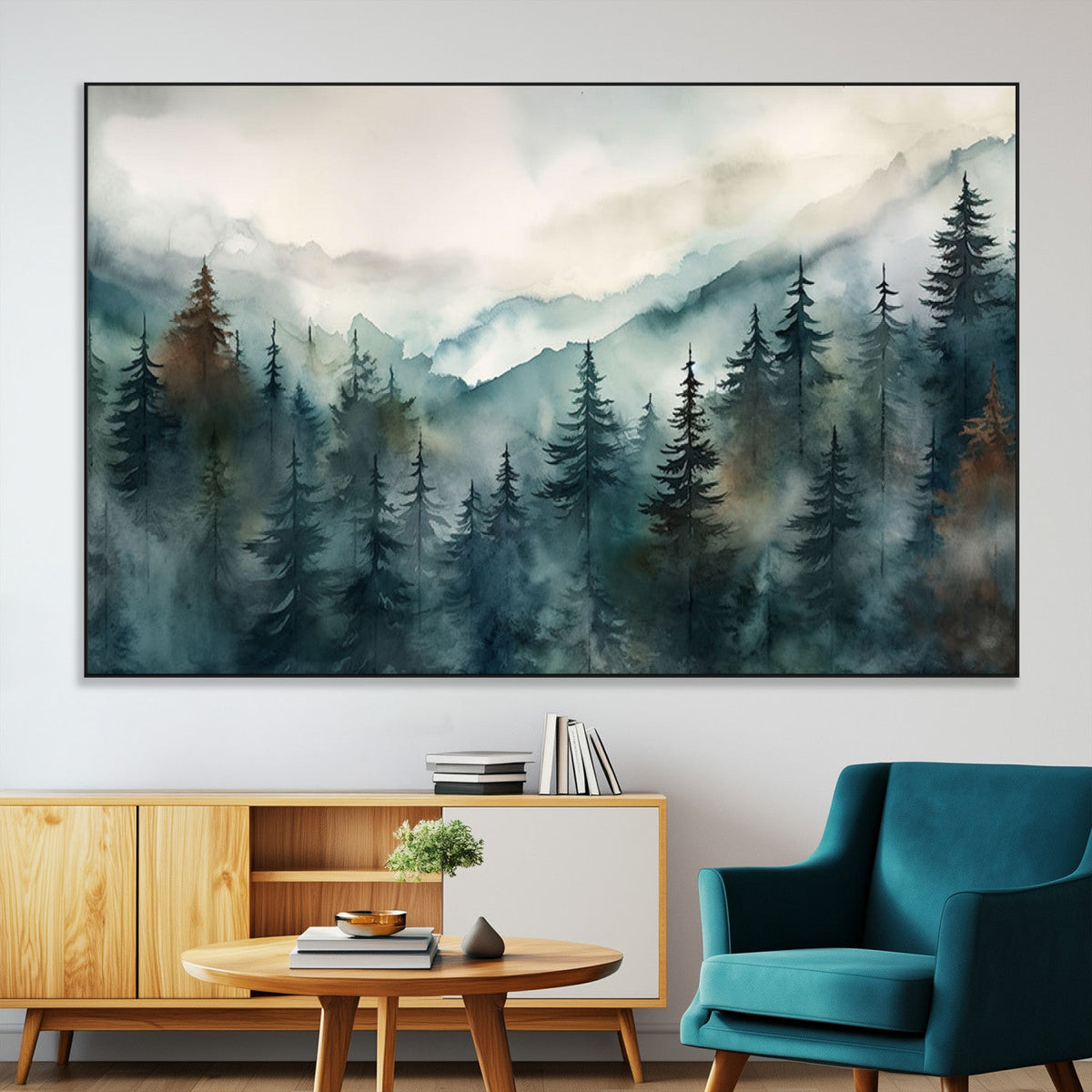 Serenity Forest Wall Art Canvas | Foggy Mountain Landscape