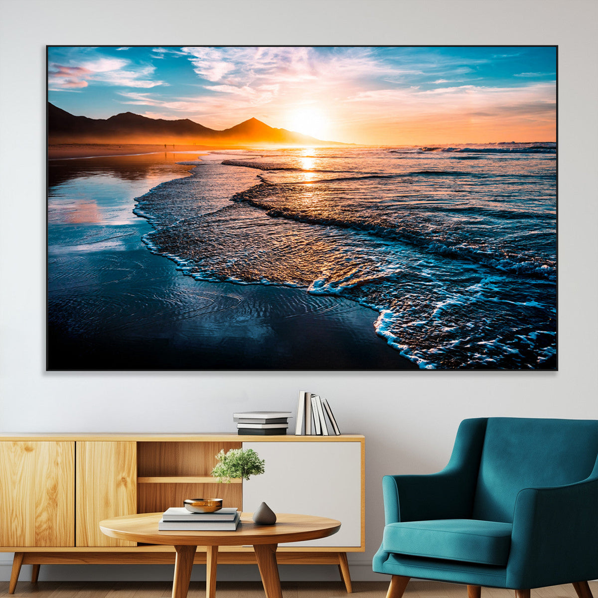 Sunset Beach Ocean Canvas Wall Art – Tranquil Ocean