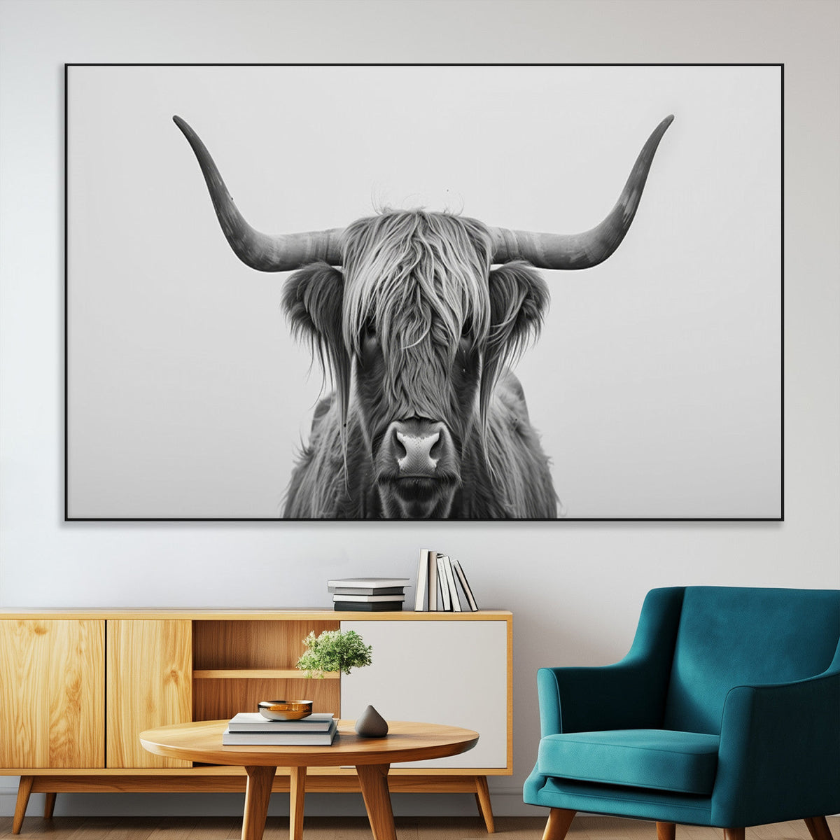 Farmhouse Longhorn Wall Art Canvas Print, Longhorn Texas