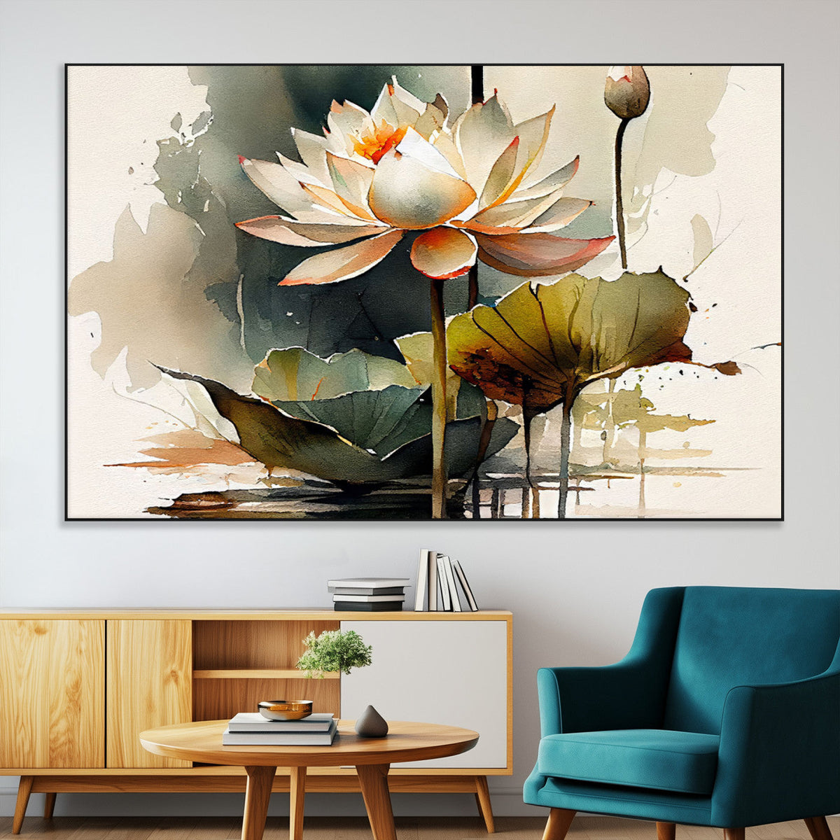 Lotus Flower Watercolor Canvas Print – A Symbol of Serenity