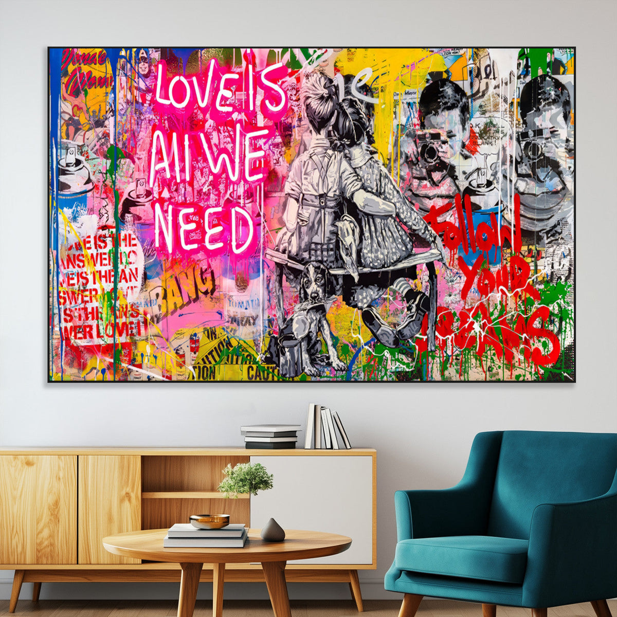 Follow Your Dreams & Love is All We Need Graffiti Street Art