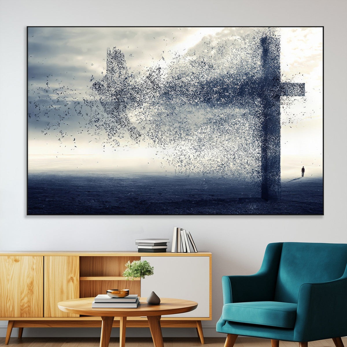 Jesus and the Fading Cross Wall Art Print – Symbol of Faith,