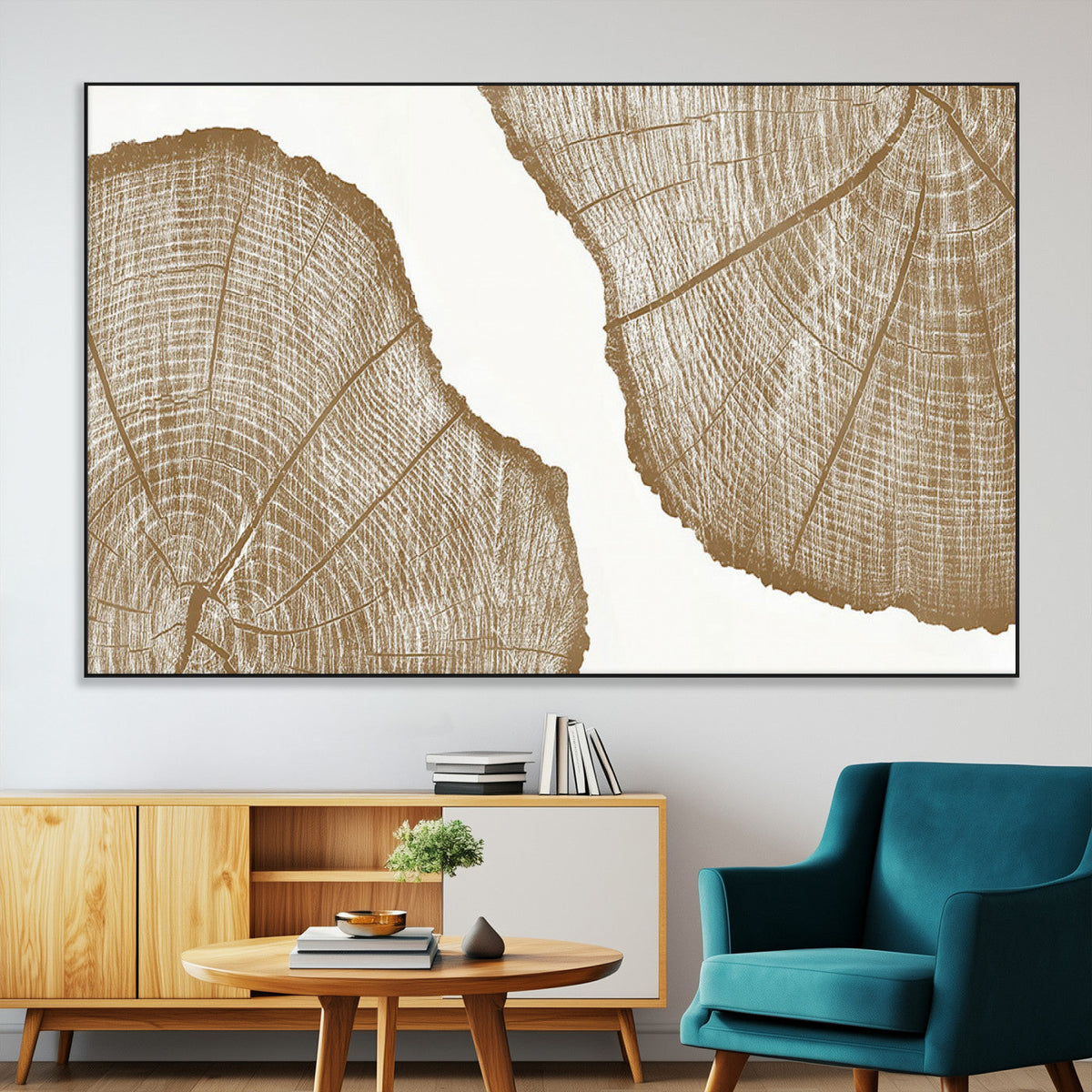 Rustic Brown Tree Ring Wall Art Canvas Print – Framed and