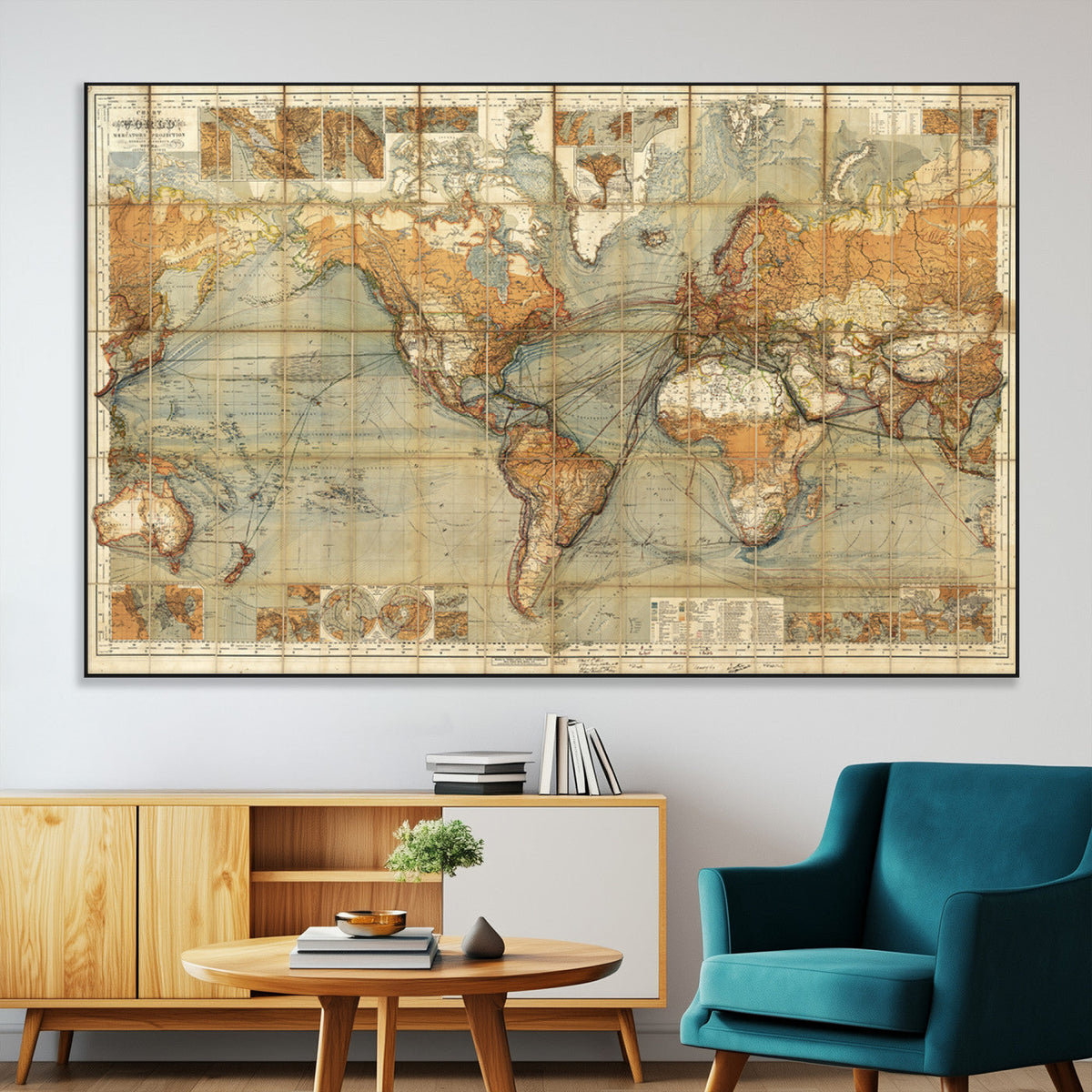 Push Pin World Map Canvas Print – Travel Tracker Wall Art