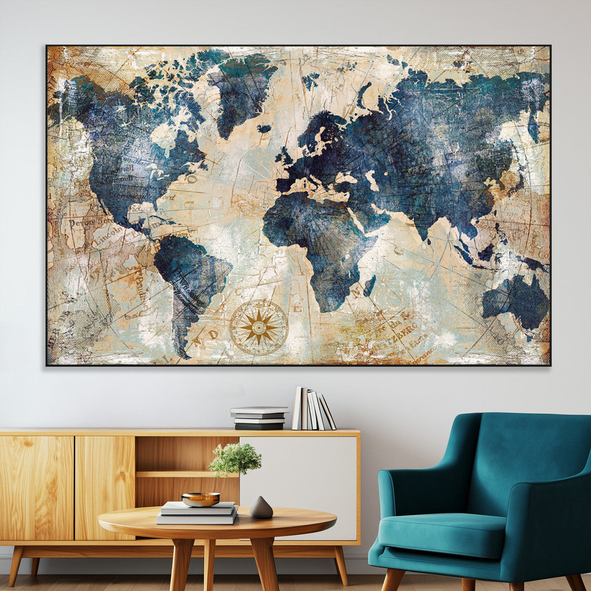 World Map Canvas Print – Framed Wall Art for Couples,