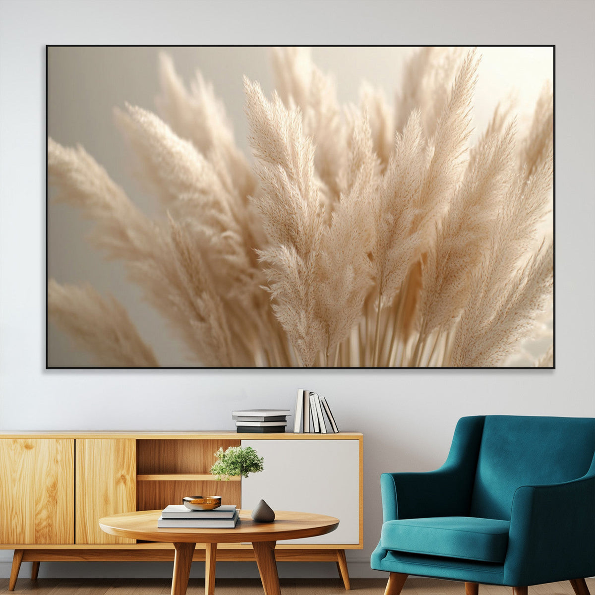 Pampas Grass Canvas Wall Art - Elegant Neutral Decor for