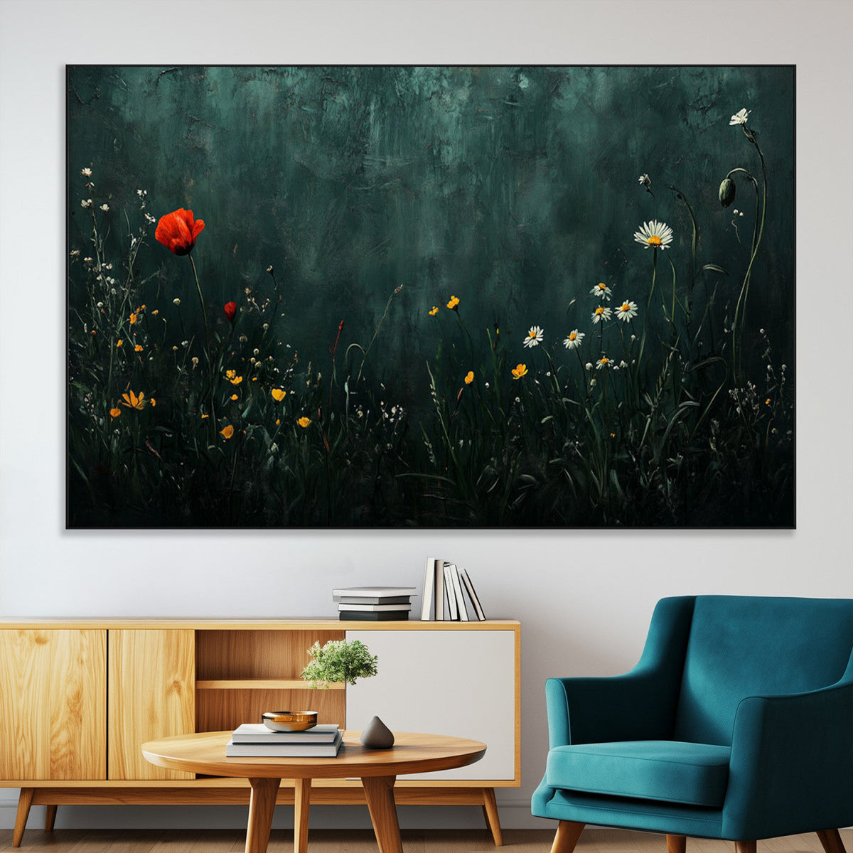 Wildflower Field Framed Wall Art, Vintage Botanical