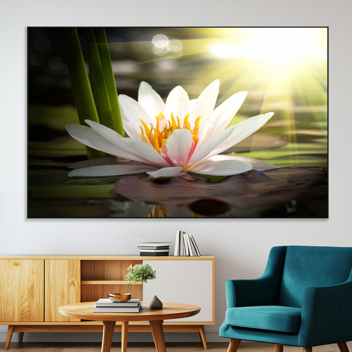 Lotus Flower Wall Art Canvas Print, Water Lily Large Wall