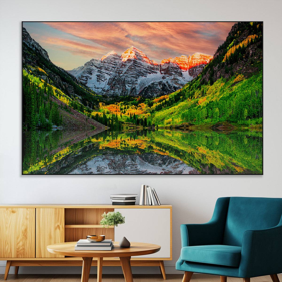 Maroon Bells Lake Wall Art Canvas Print – Framed Majestic