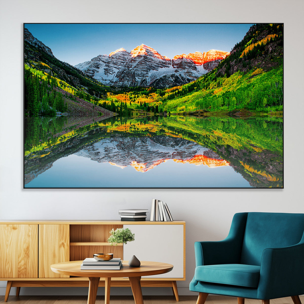Maroon Bells Lake Wall Art Canvas Print – Framed Majestic