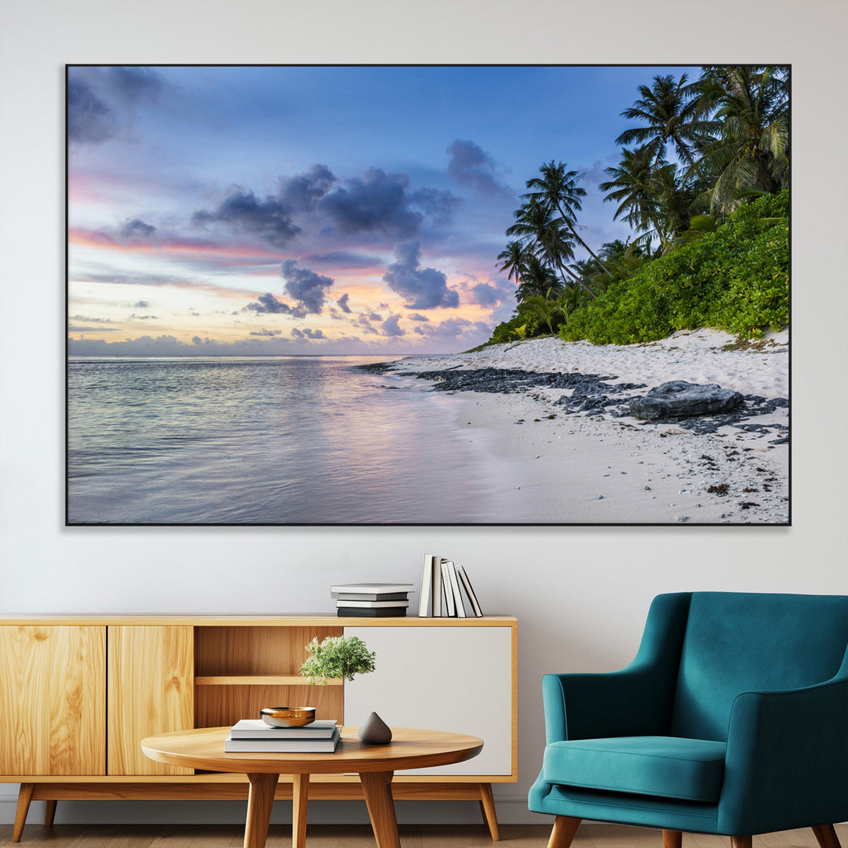 Tropical Beach Wall Art Canvas Print – Framed Sunset Glow