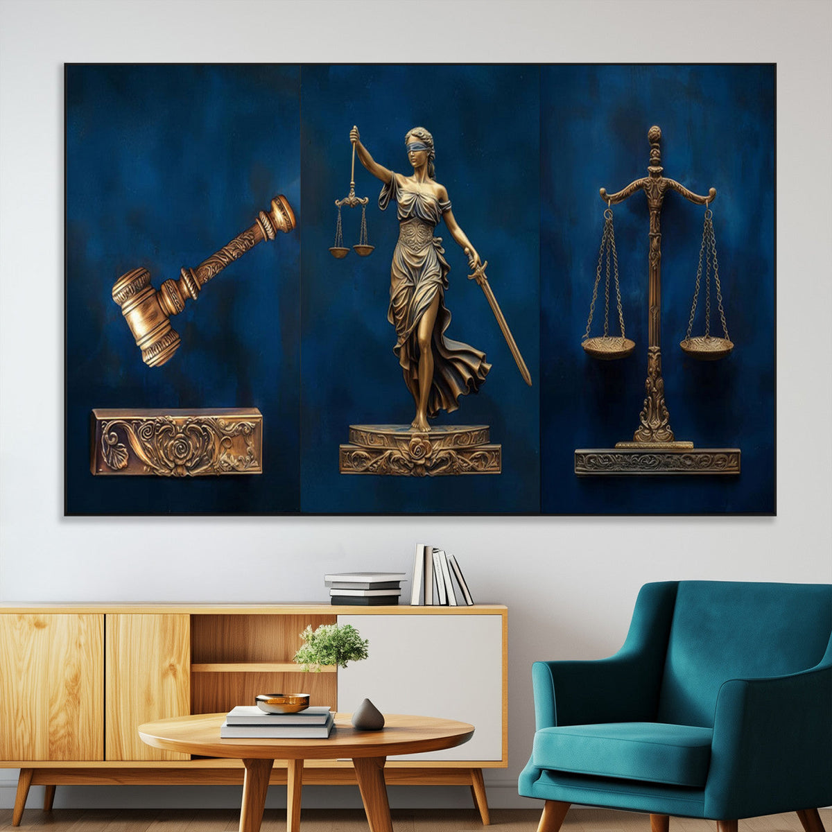 Lady Justice Wall Art Canvas Print – Elegant Gold Legal