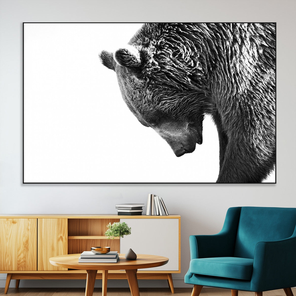 Black and White Grizzly 399 Bear Canvas Print Wall Art |