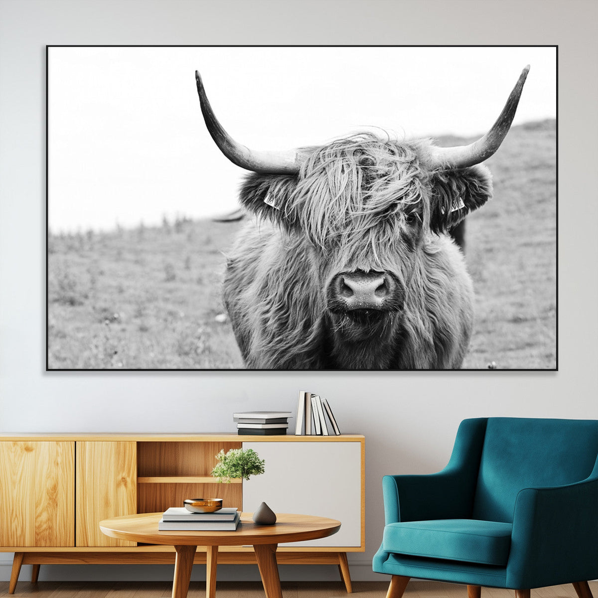 Newfoundland Cow Art Wall Art, Black White Cow Art Wall Art