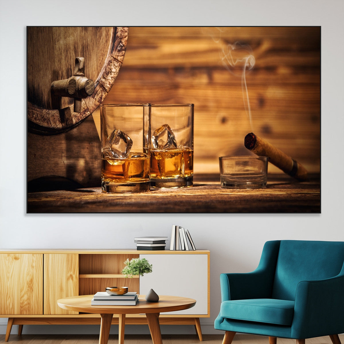 Rustic Whiskey and Barrel Canvas Print
