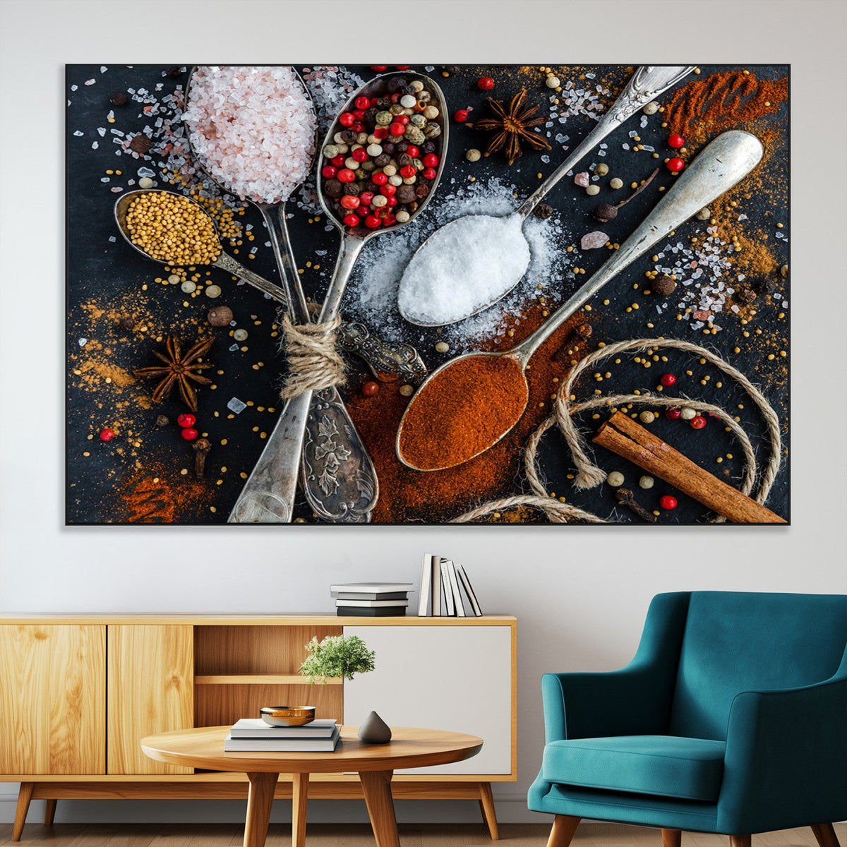 Spices and Seasonings Canvas Wall Art – Colorful Triptych