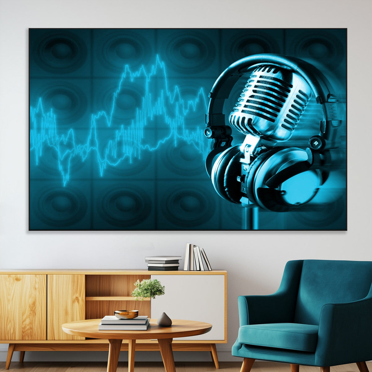 Music and Microphone Wall Art Canvas Print