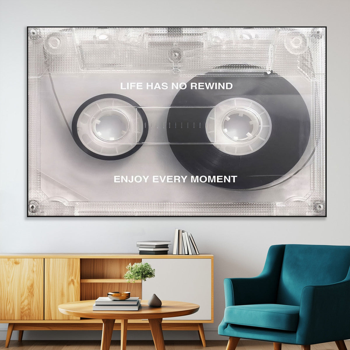 Vintage Cassette Tape Canvas Wall Art - Inspirational 'Life