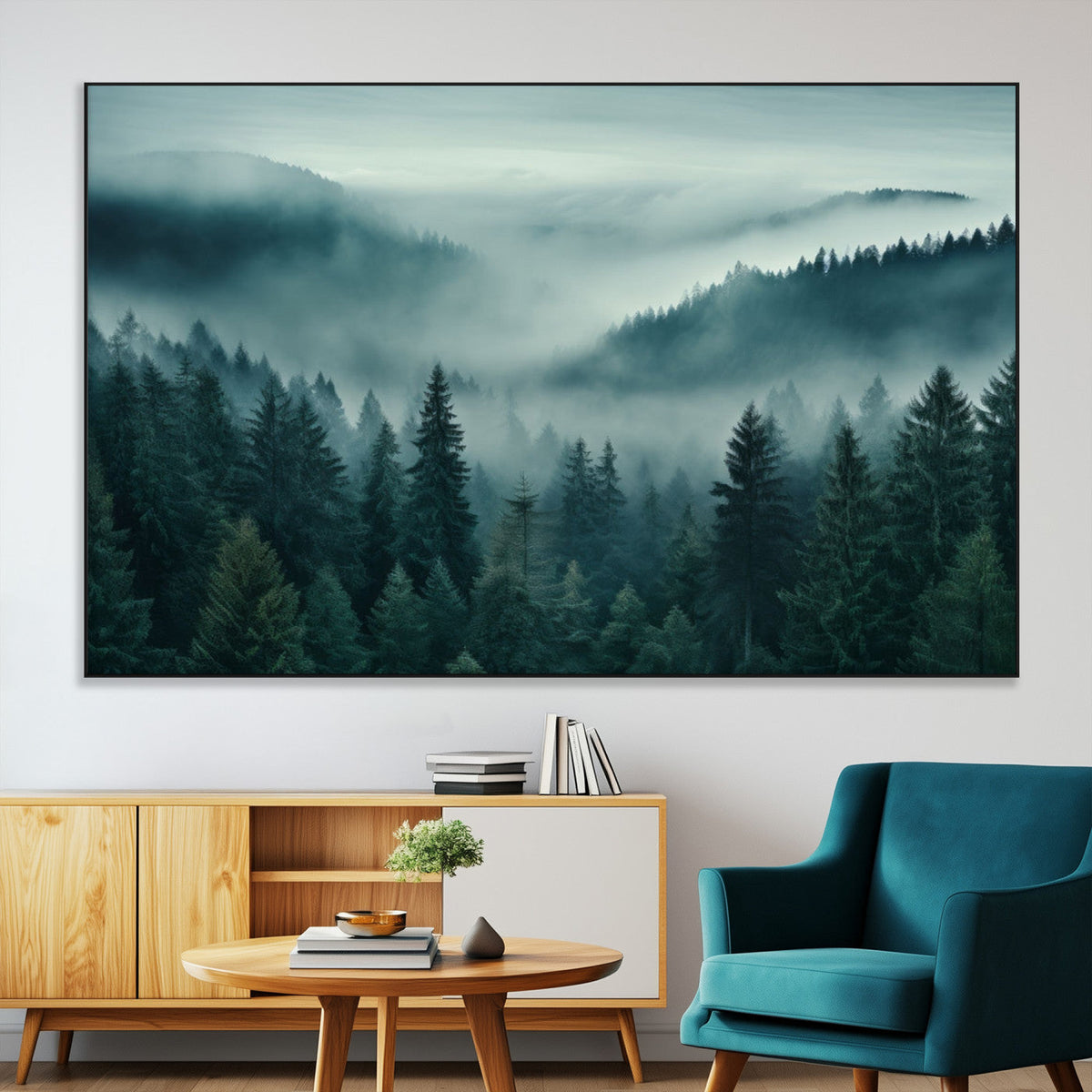 Captivating Misty Foggy Forest Wall Art Premium Canvas Print