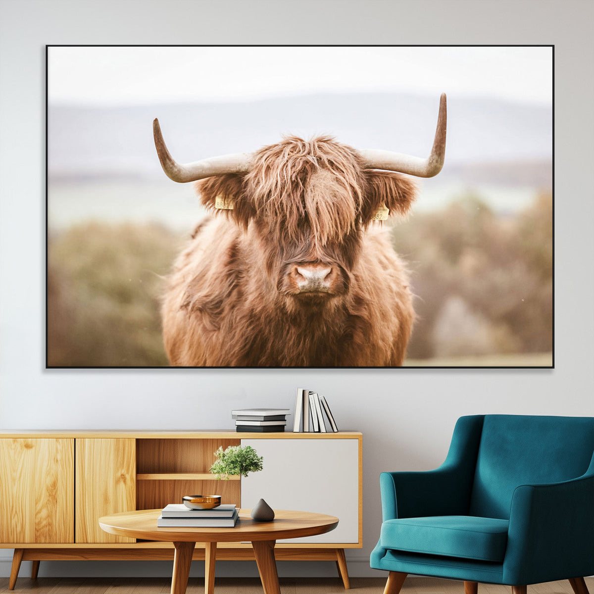 Scottish Serene Highland Cow Canvas Wall Art – Serene
