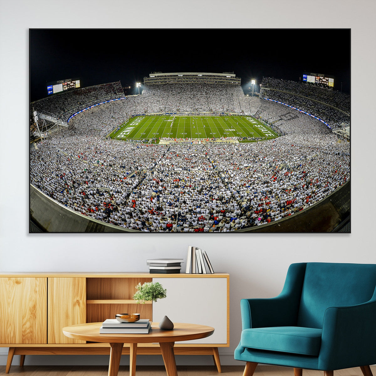 Beaver Stadium Night Game Triple Canvas Wall Art - Penn