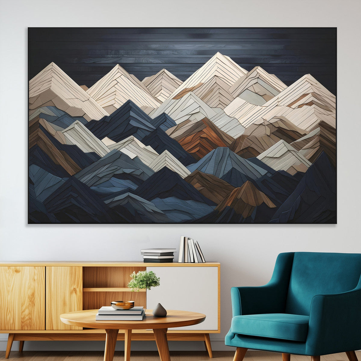 Mountain Wall Art – Modern Geometric Landscape Canvas Print,