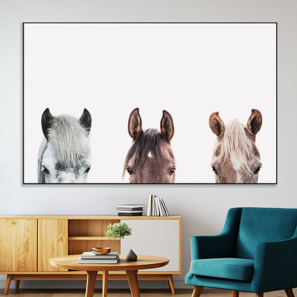 Horse Wall Art - Minimalist Horse Triptych Wall Art – Modern