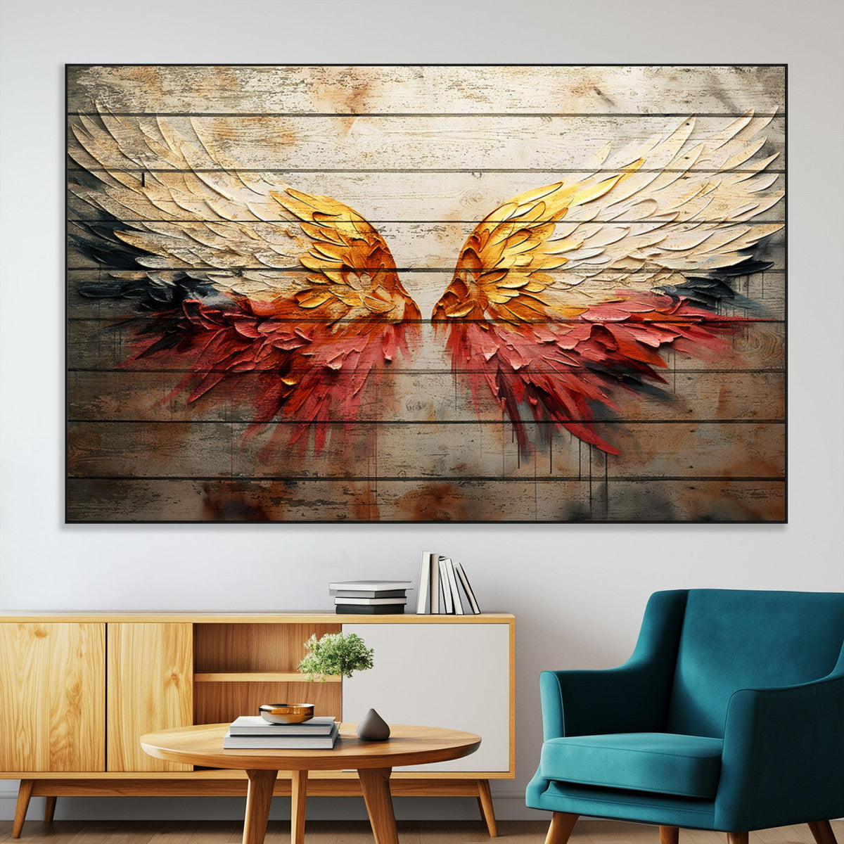 Abstract Angel Wings Canvas Wall Art – Framed and Ready to