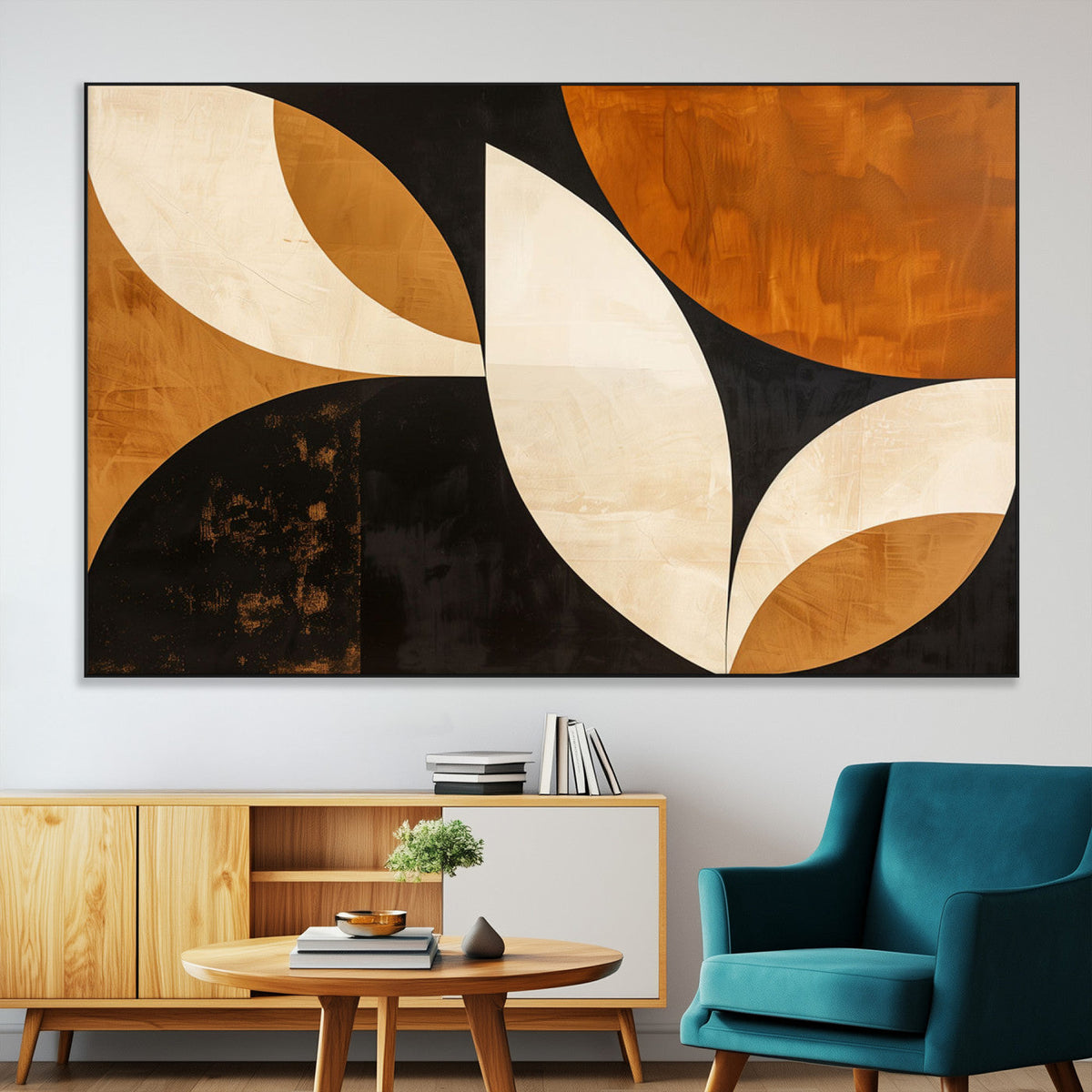 Geometric Abstract Wall Art Canvas Print, Mid Century Modern