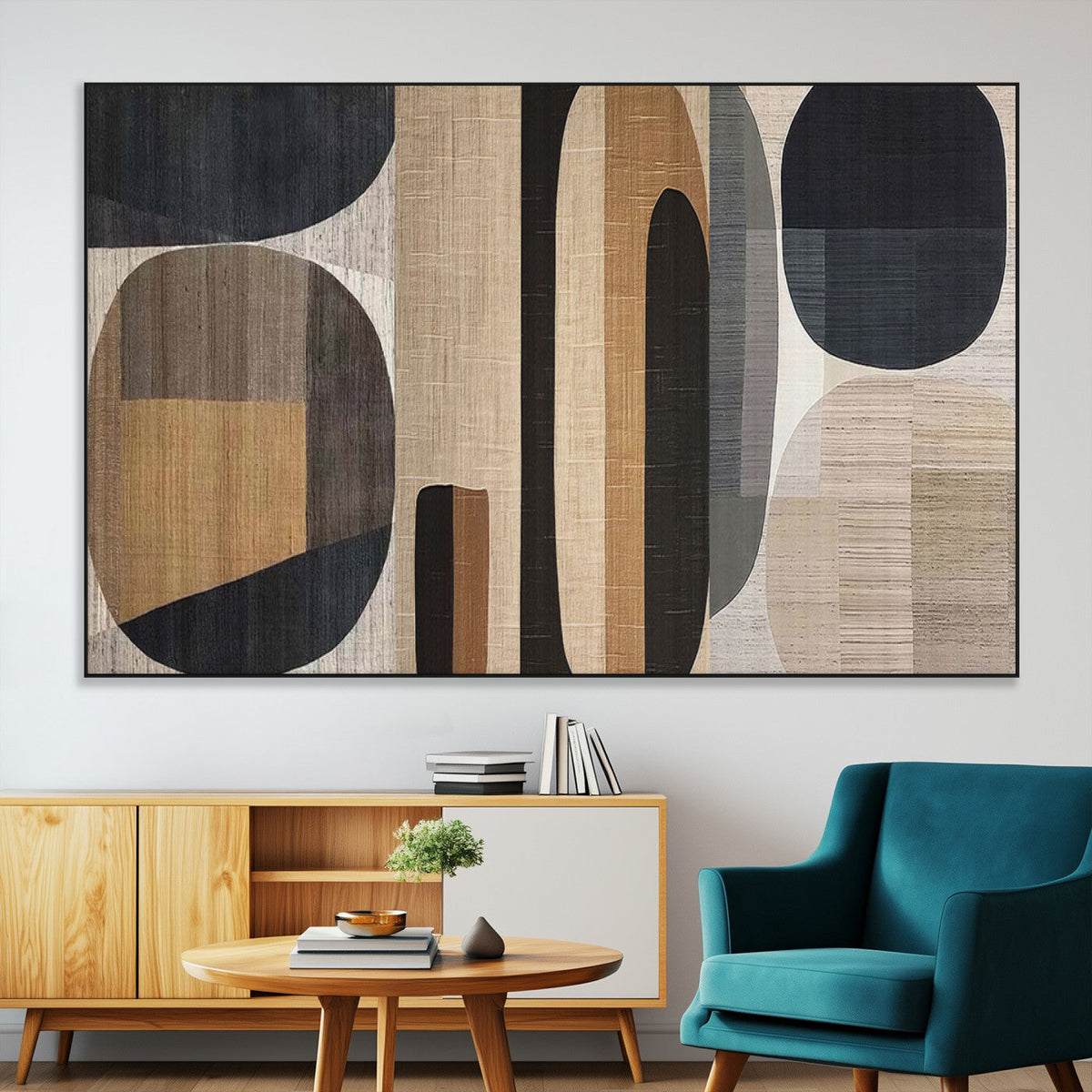 Abstract Minimalist Canvas Wall Art - Neutral Geometric