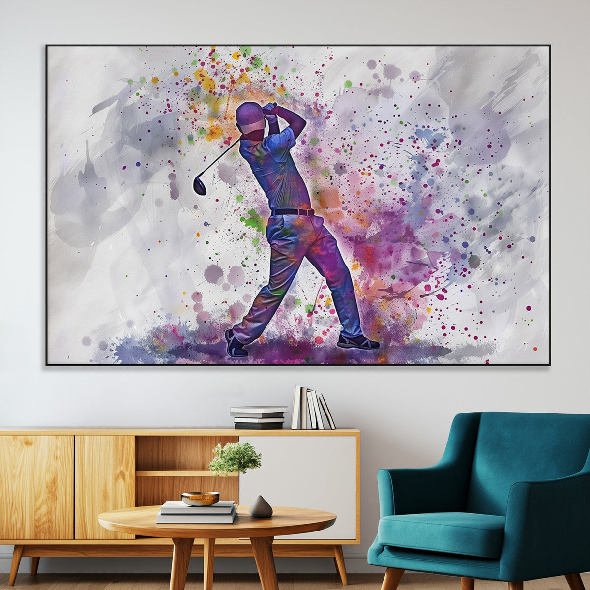 Watercolor Golf Swing Wall Art Canvas Print | Vibrant