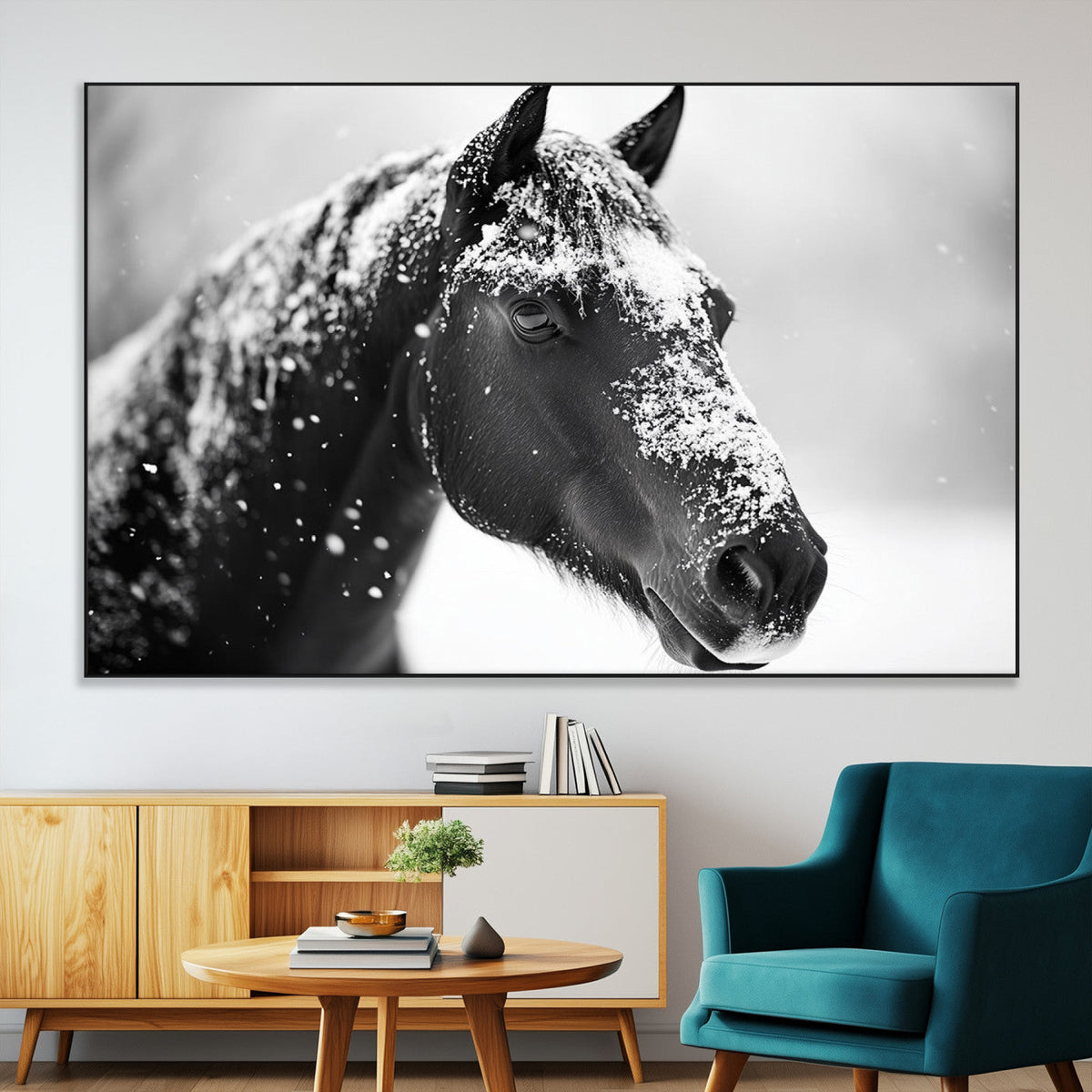 Horse Canvas Print - Winter Horse Snow Wall Art Canvas Print