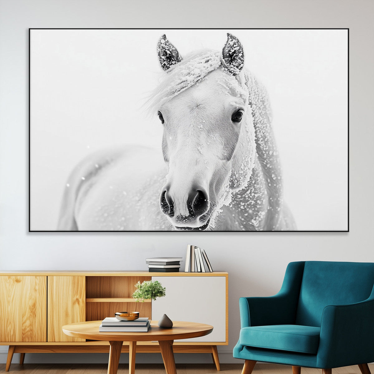 Majestic White Horse Wall Art | Ready to Hang and Framed |