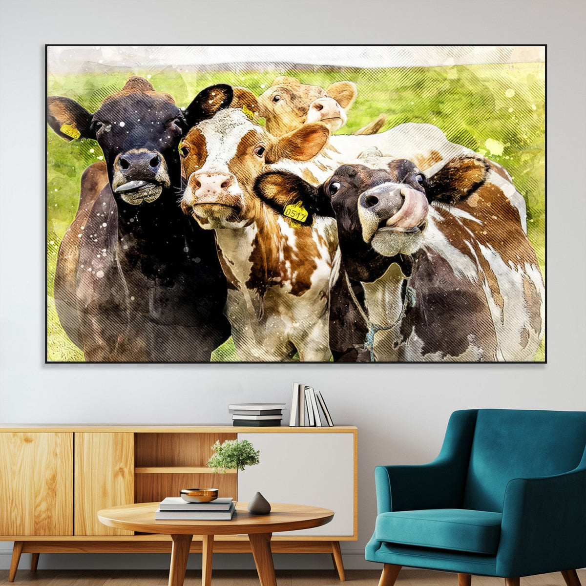Curious Cows Farmhouse Wall Art | Ready to Hang and Framed