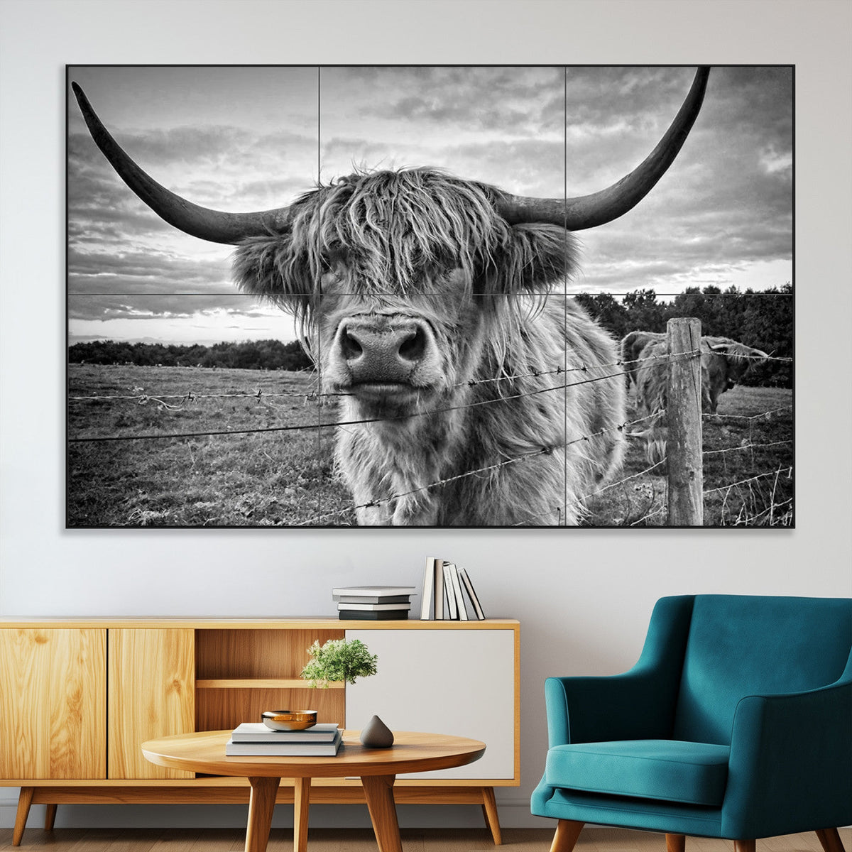 Scottish Highland Cow Wall Art Canvas Print | Ready to Hang