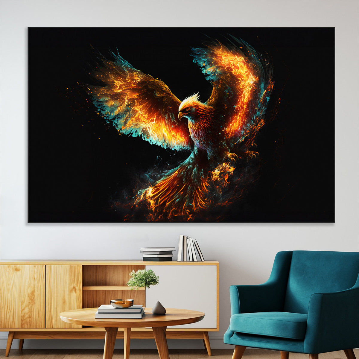 Fiery Phoenix Canvas Print | Ready to Hang Wall Art | Bold