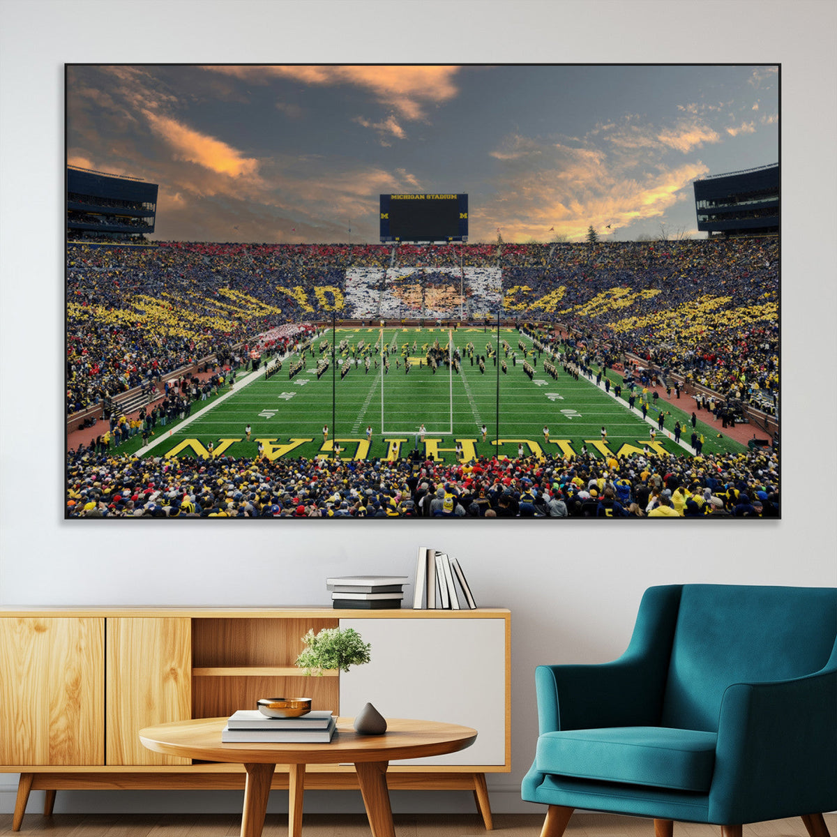 University of Michigan Wolverines Print Canvas, Football