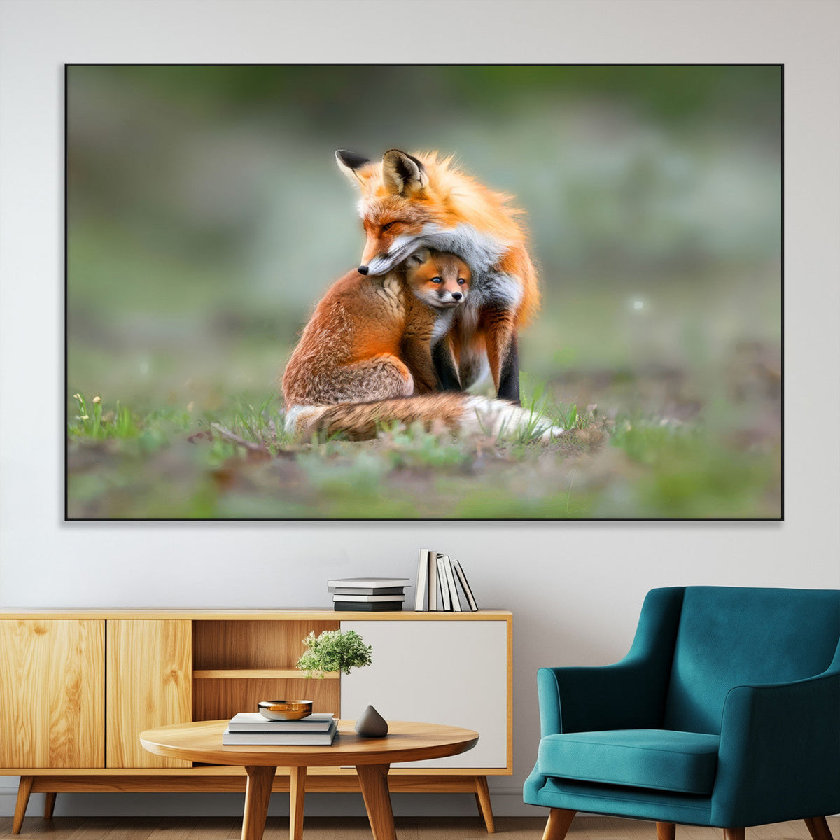 Heartwarming Fox and Baby Cub Wall Art | Ready to Hang