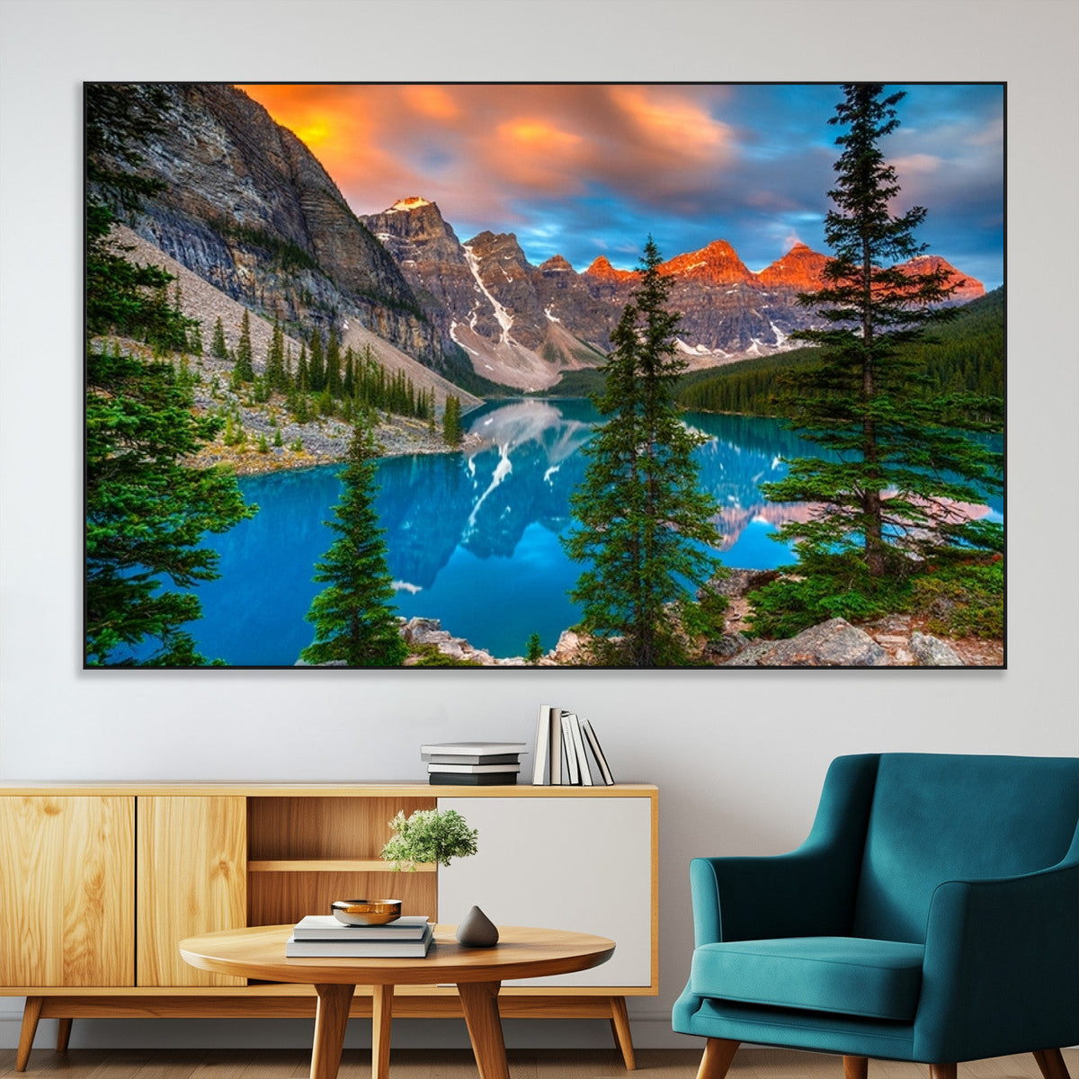 Canadian Rockies Moraine Lake Wall Art Canvas Print, Pine
