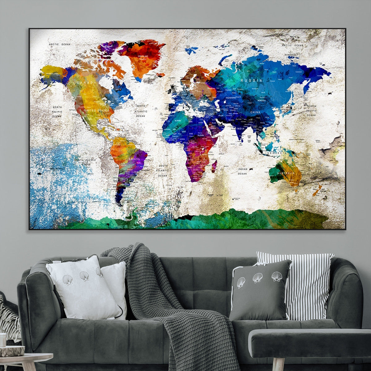 World Map Canvas Print – Framed Travel Map Wall Art for