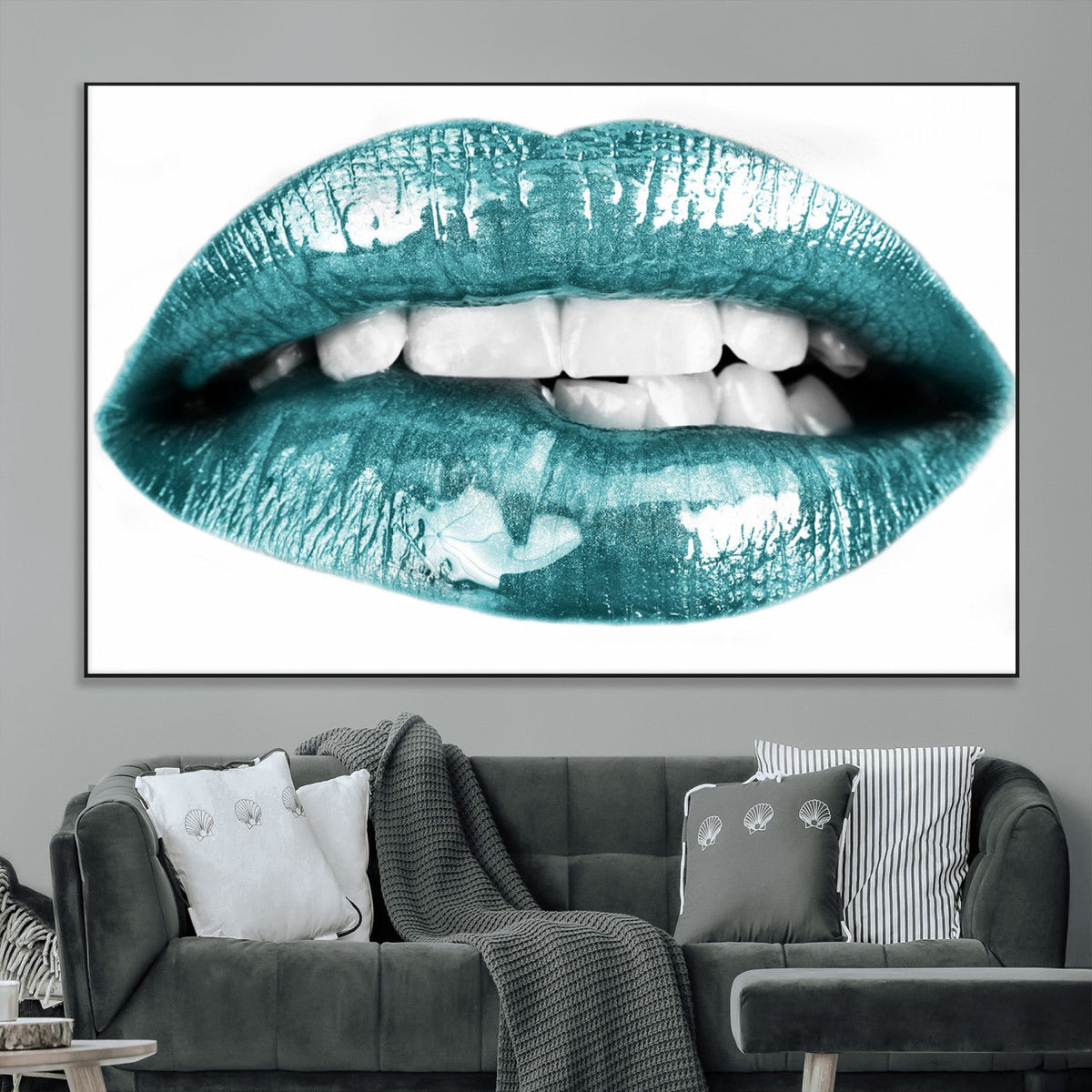 Blue Lips Wall Art Canvas Print