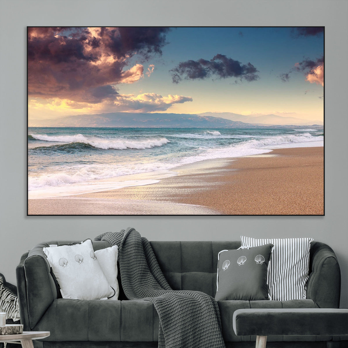 Cloudy Weather Beach Sunset Canvas Print | Sunrise Wall Art